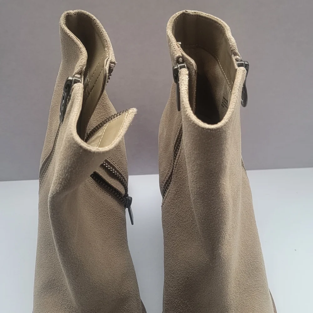 Michael Kors Beige Suede Wedge Ankle Boots - Picture 7 of 7